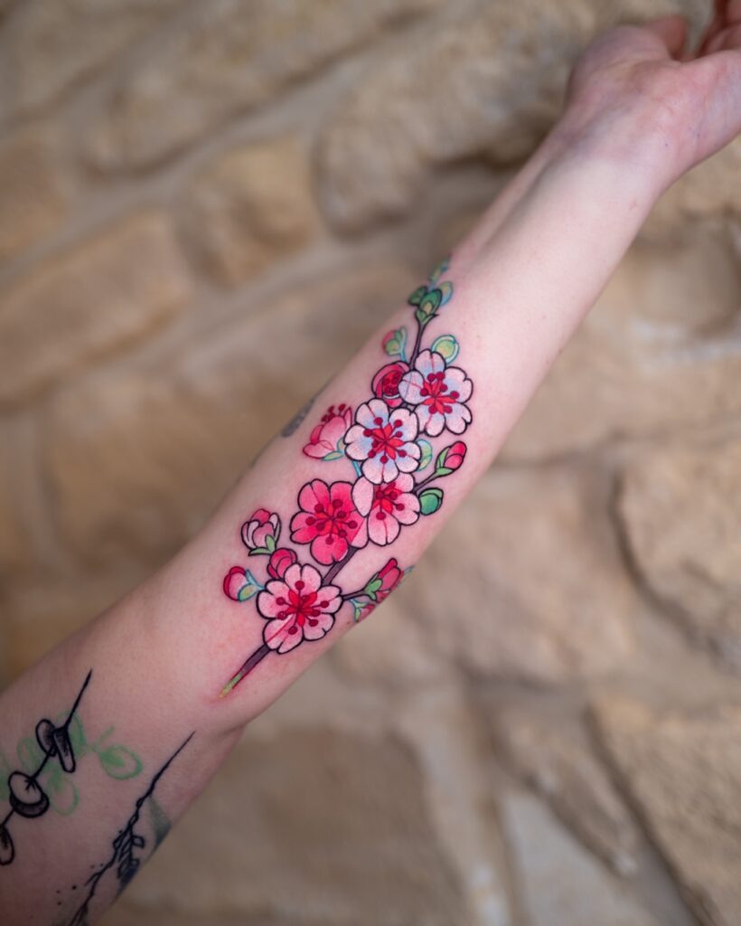 Bold Cherry Blossom Forearm Tattoo Tattoo Design