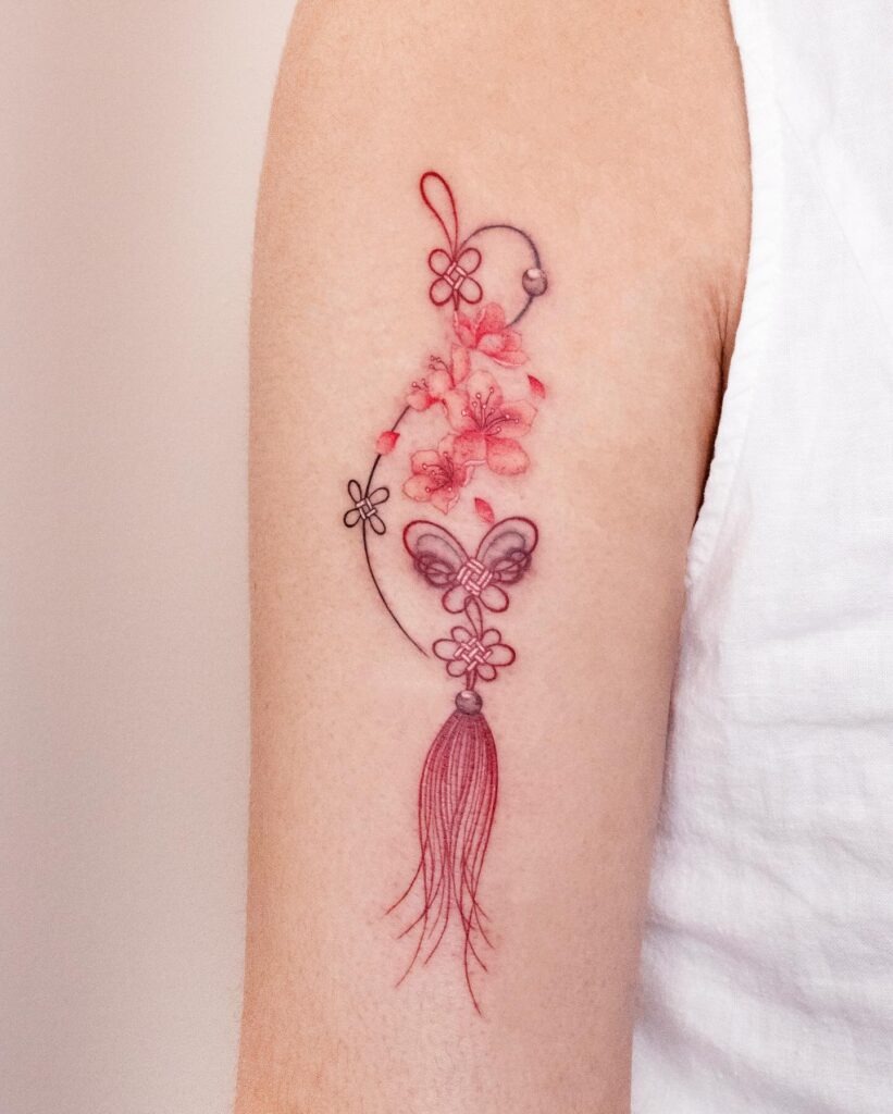 Cherry Blossom and Korean Knot Tattoo Tattoo Design