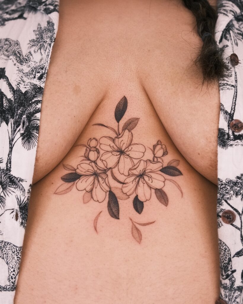 Cherry Blossom Sternum Tattoo Tattoo Design