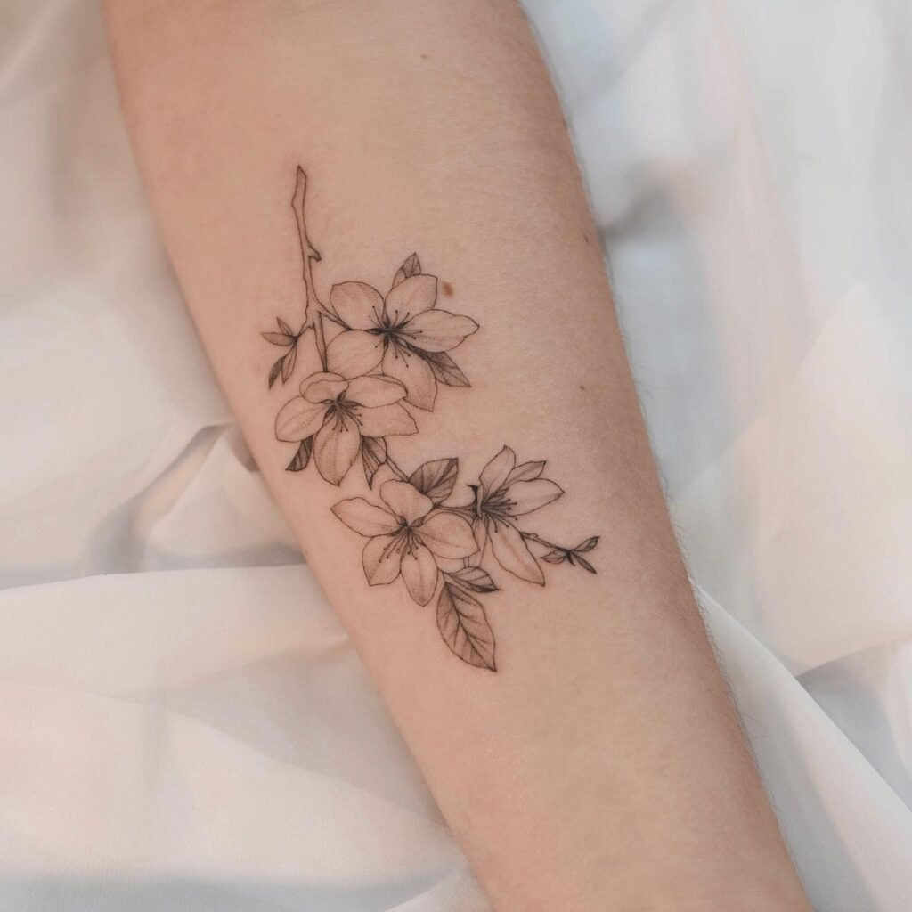 Fine Line Cherry Blossom Forearm Tattoo Tattoo Design