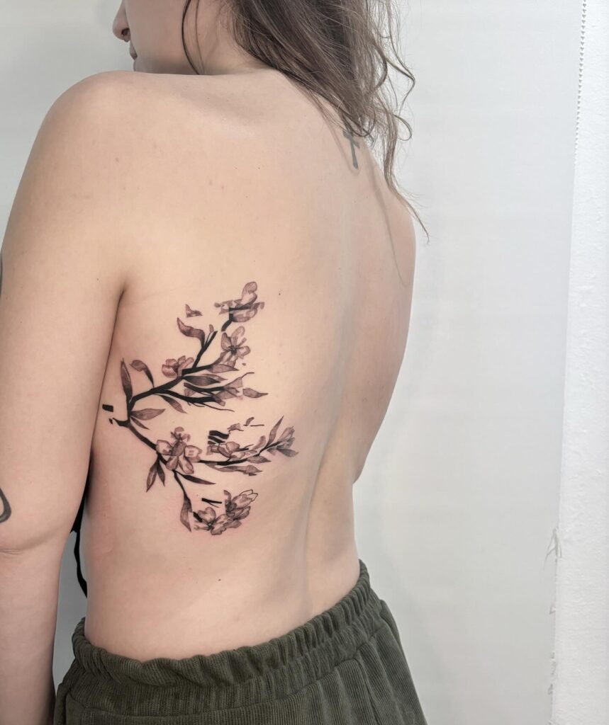 Flowing Cherry Blossom Back Tattoo Tattoo Design