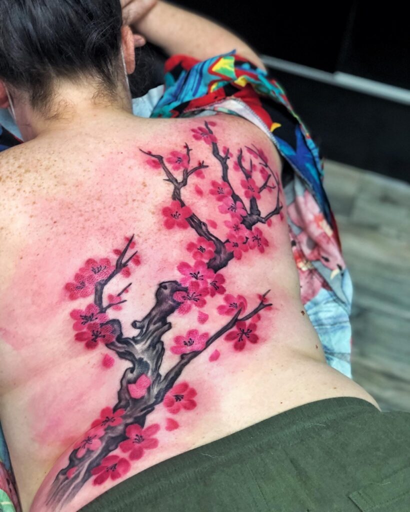 Full Back Cherry Blossom Tree Tattoo Tattoo Design
