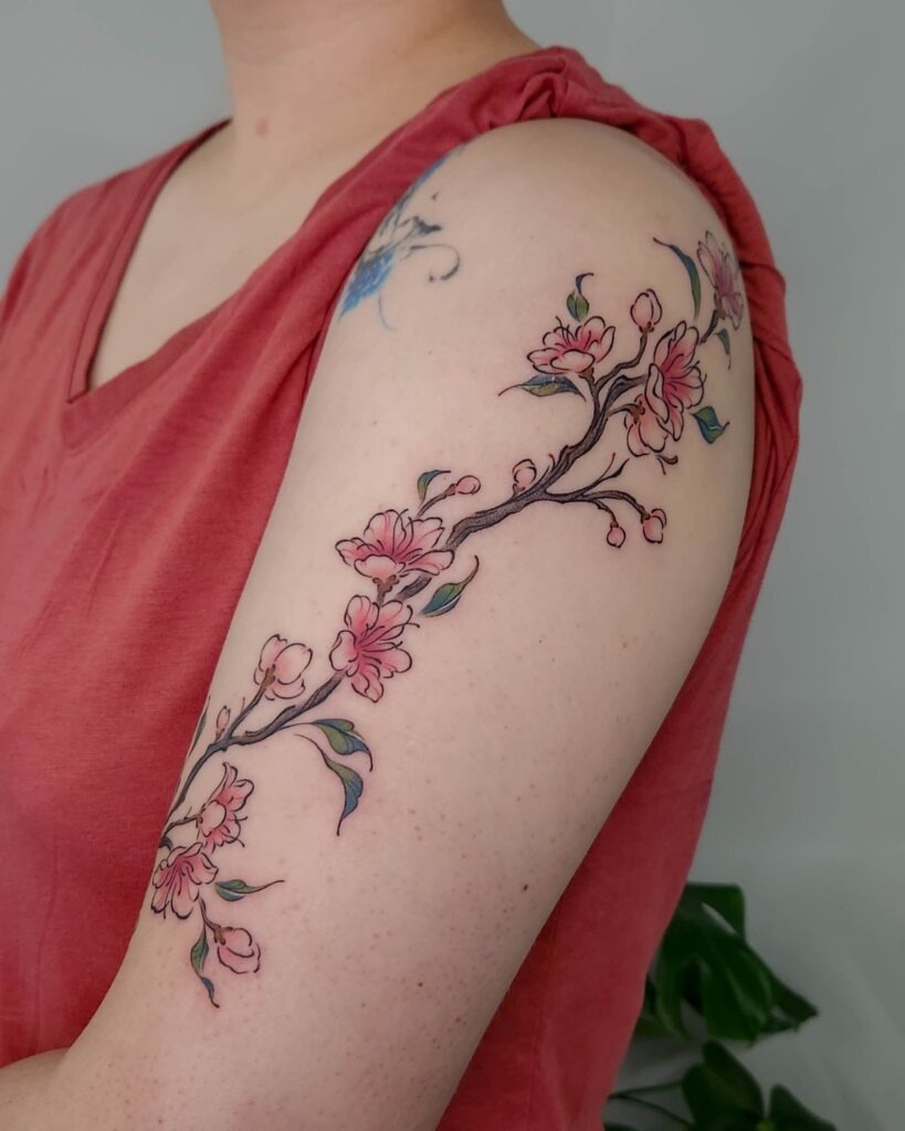Graceful Cherry Blossom Arm Wrap Tattoo Tattoo Design