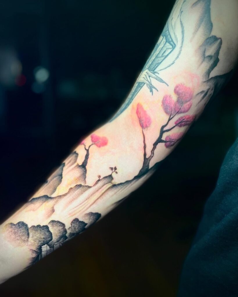 Serene Mountain Journey Tattoo Tattoo Design