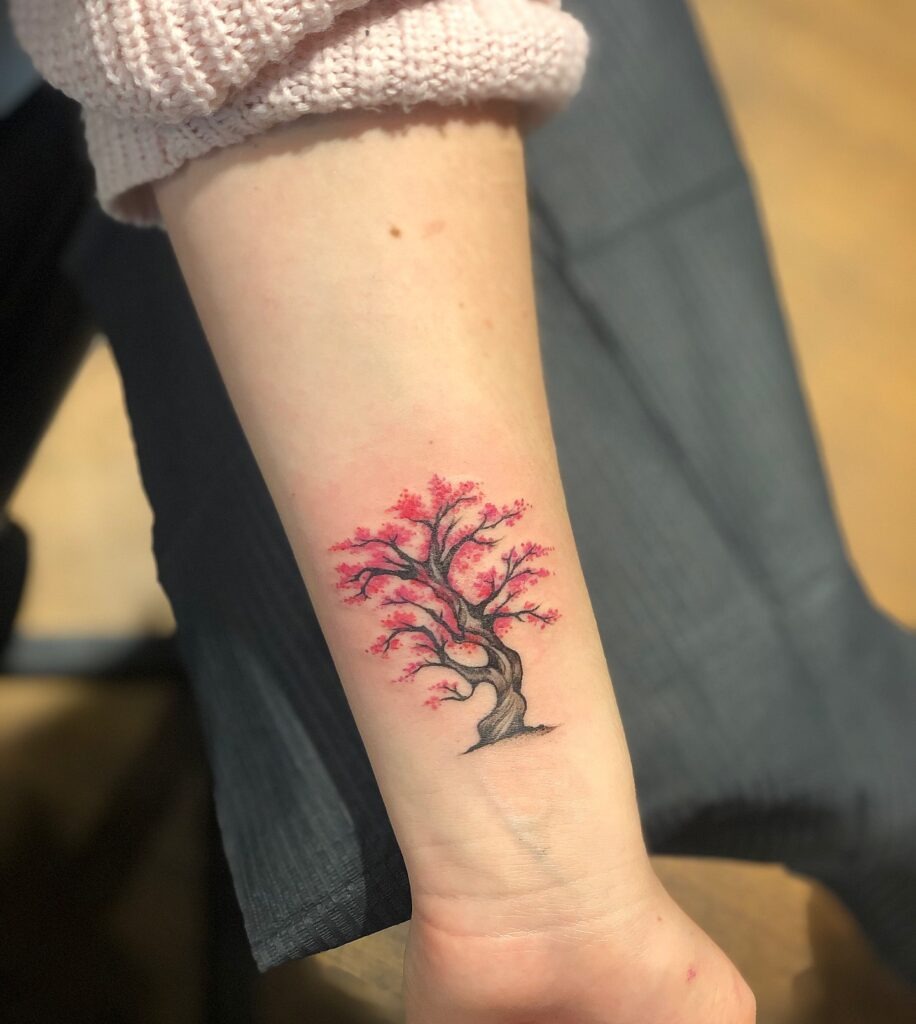 Small Cherry Blossom Tree Wrist Tattoo Tattoo Design