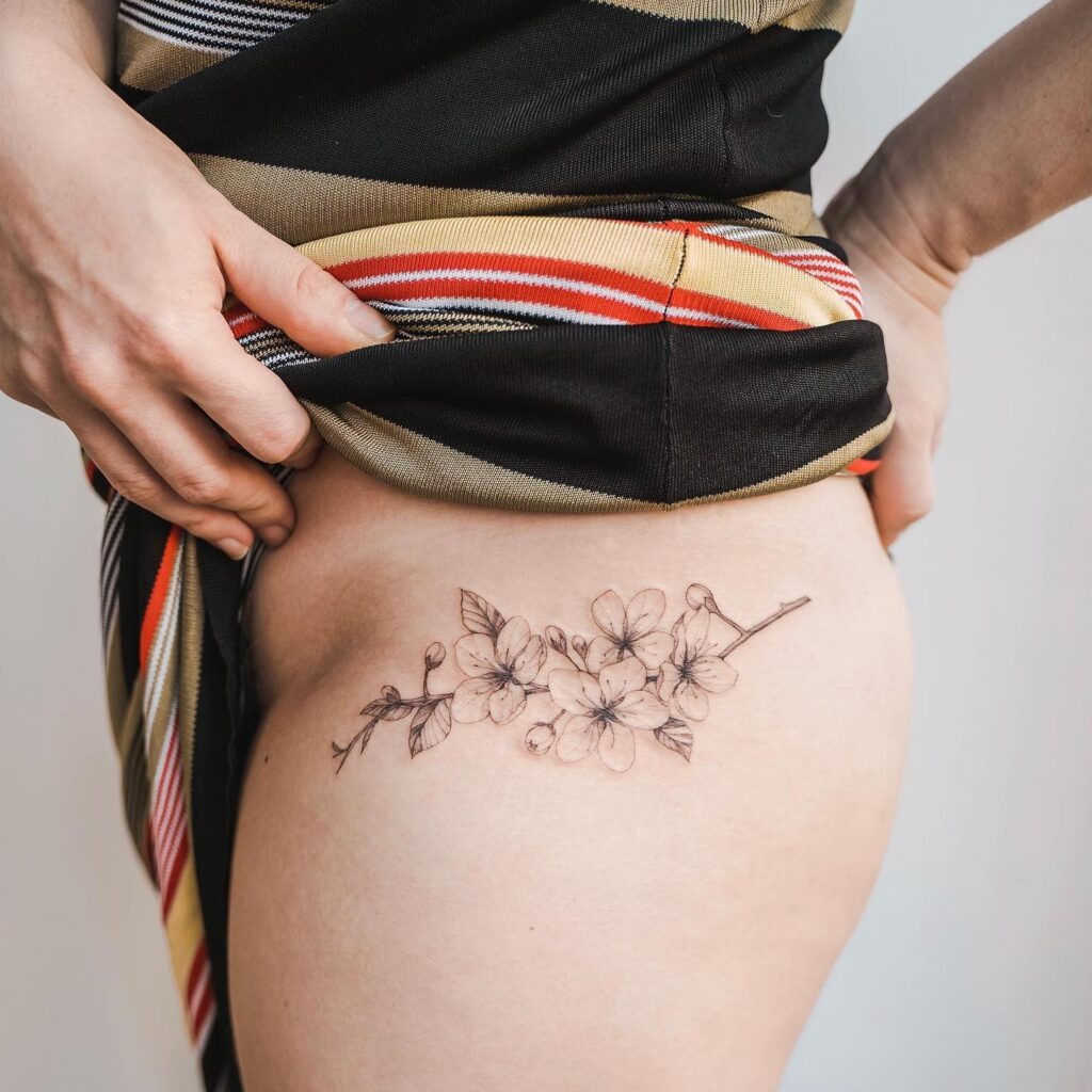 Soft Cherry Blossom Hip Tattoo Tattoo Design