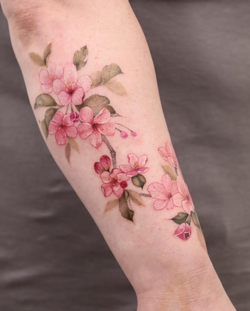 Soft Watercolor Cherry Blossom Tattoo Tattoo Design