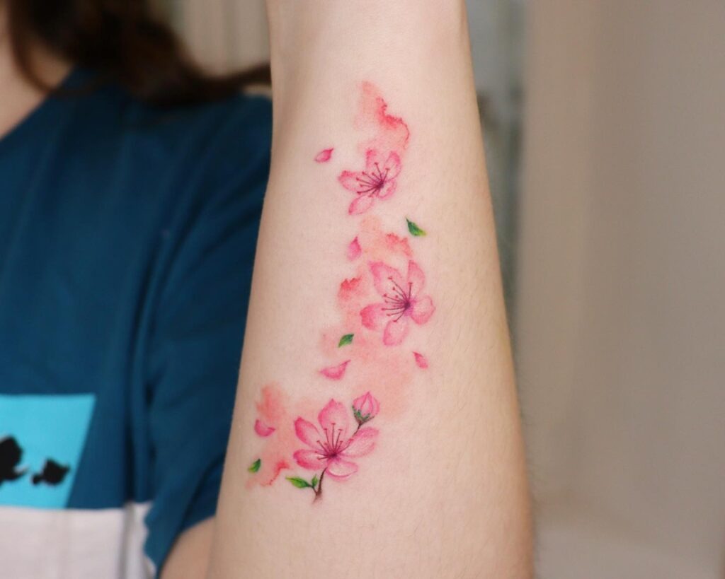 Watercolor Cherry Blossoms Forearm Tattoo Tattoo Design