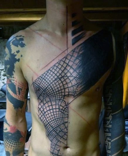Abstract Monochromatic Tattoo Chest Tattoo Tattoo Design