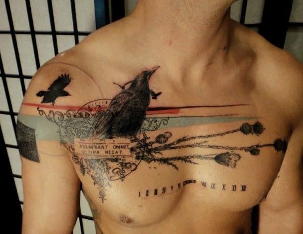 Anchor with Roses Chest Tattoos Tattoo Design