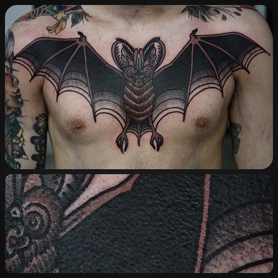 Dark Bat Full Chest Tattoo Tattoo Design