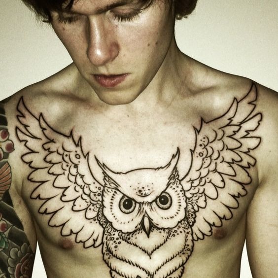 Flying Owl Chest Tattoo Tattoo Design