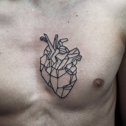 Geometrical Heart Chest Tattoo Tattoo Design