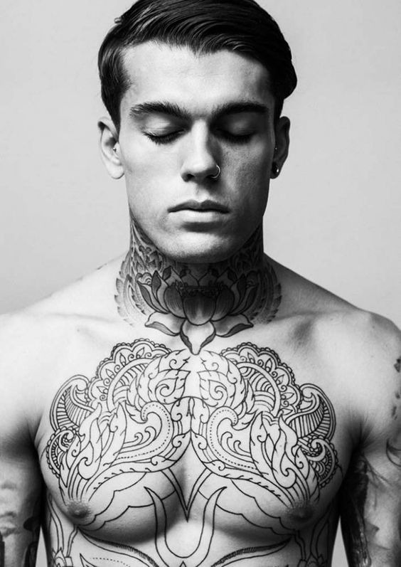 Neck-Chest Masculine Tattoo Chest Tattoo Tattoo Design