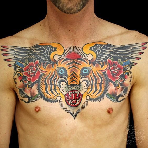 Winged Tiger Tattoo Chest Tattoo Tattoo Design
