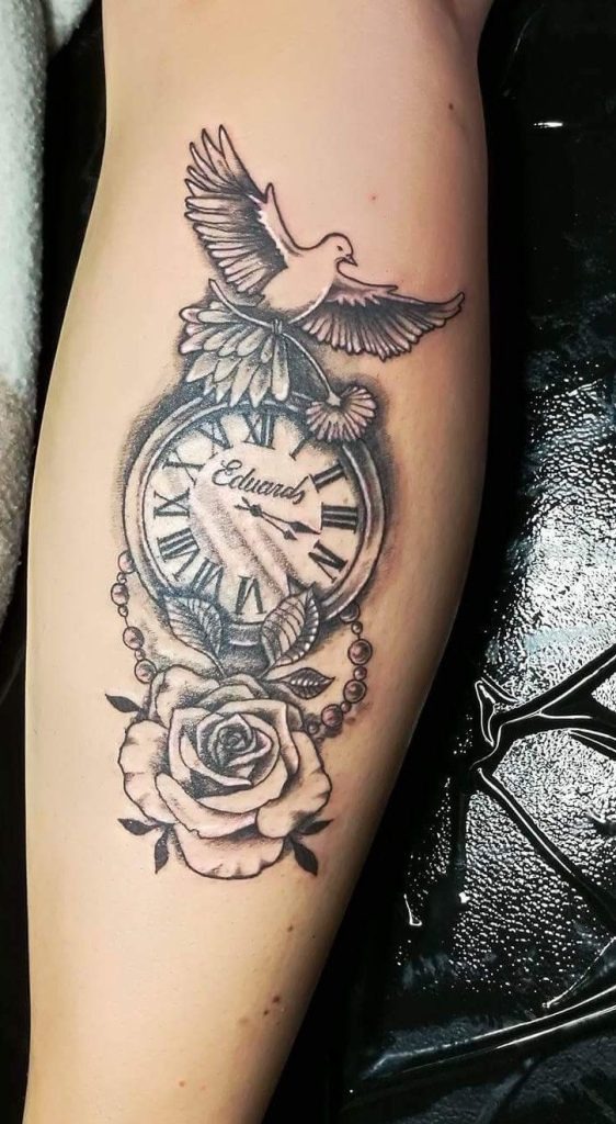 Bold shoulder gears and time Tattoo Design