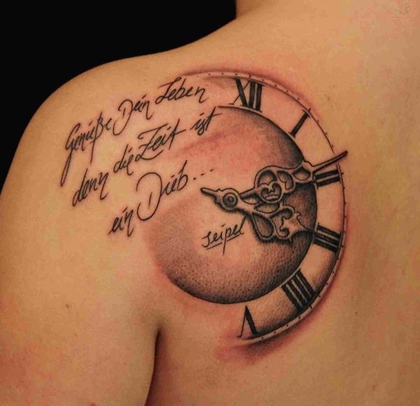 Script and time blend Tattoo Design