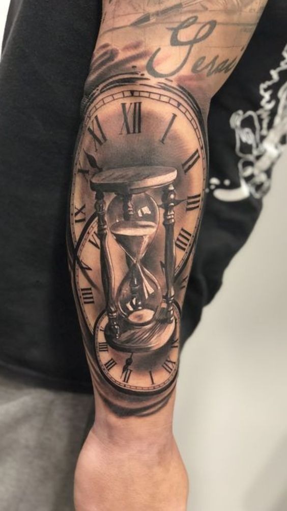 Surreal Woman with Clock Mask Tattoo Design