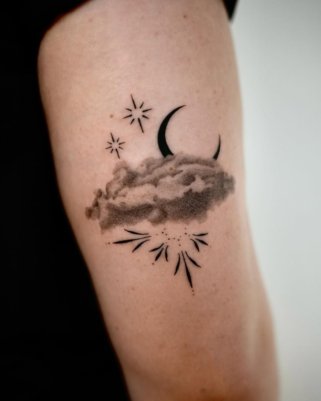 Dreamy Cloud and Moon Tattoo Design Tattoo Design
