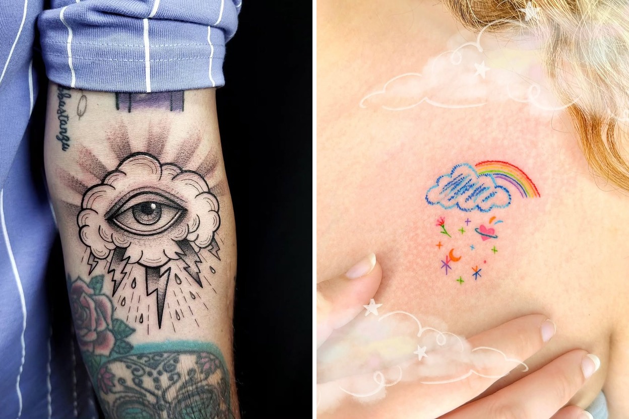 Delicate Cloud Tattoo Ideas With Striking Visual Contrast Featured Lookbook Collage