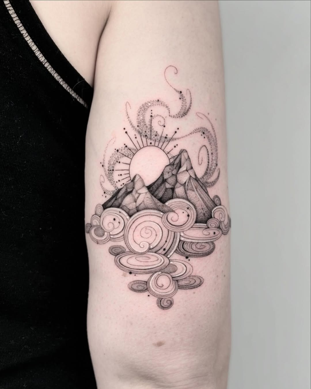 Stunning mountain and cloud tattoo design Tattoo Design