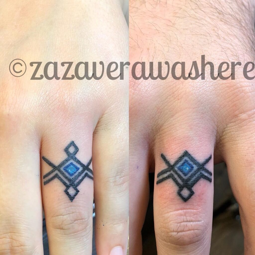 Matching Hearts with Initials Tattoo Design