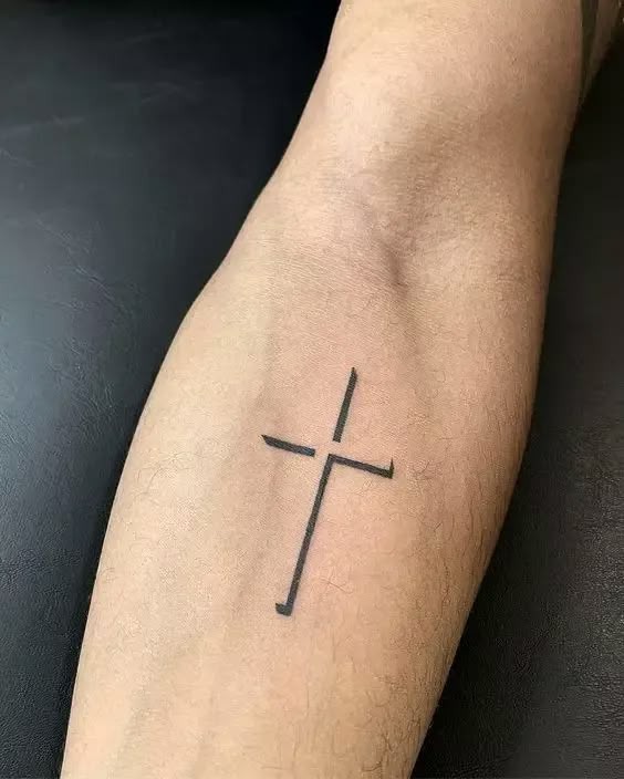 Minimalist Cross with Bold Lines Tattoo Design