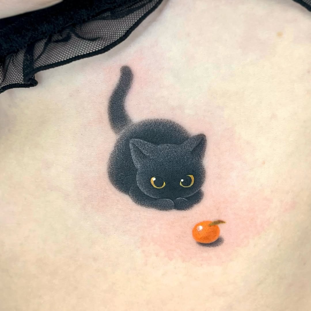 Adorable black cat tattoo design inspiration Tattoo Design