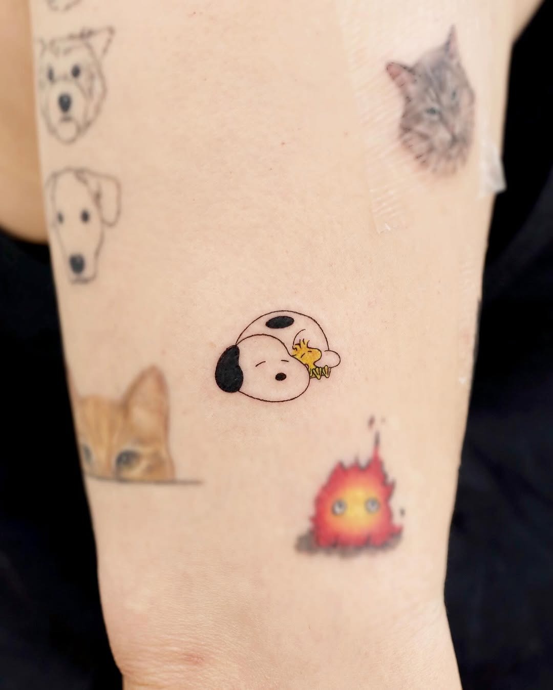 Adorable cartoon pets with lovely vibes Tattoo Design
