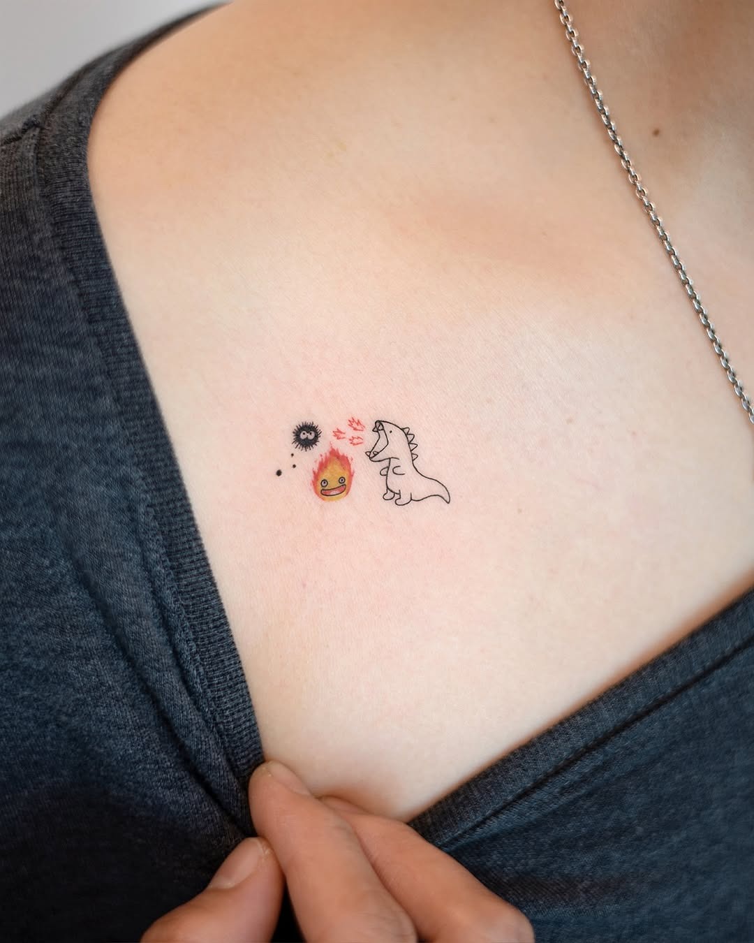 Charming unicorn tattoo with playful fire scene Tattoo Design