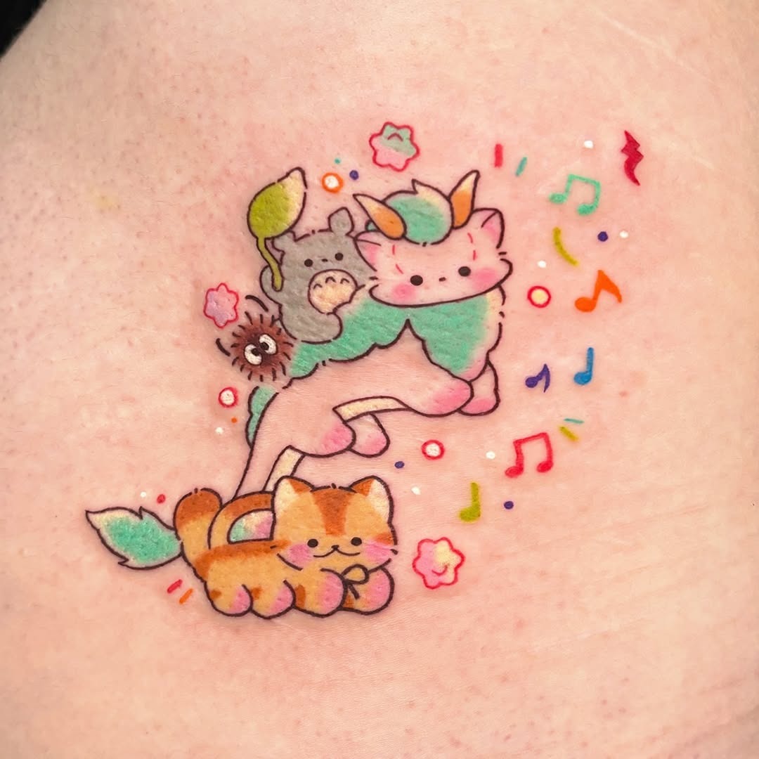 Playful creatures bring joy with every detail Tattoo Design