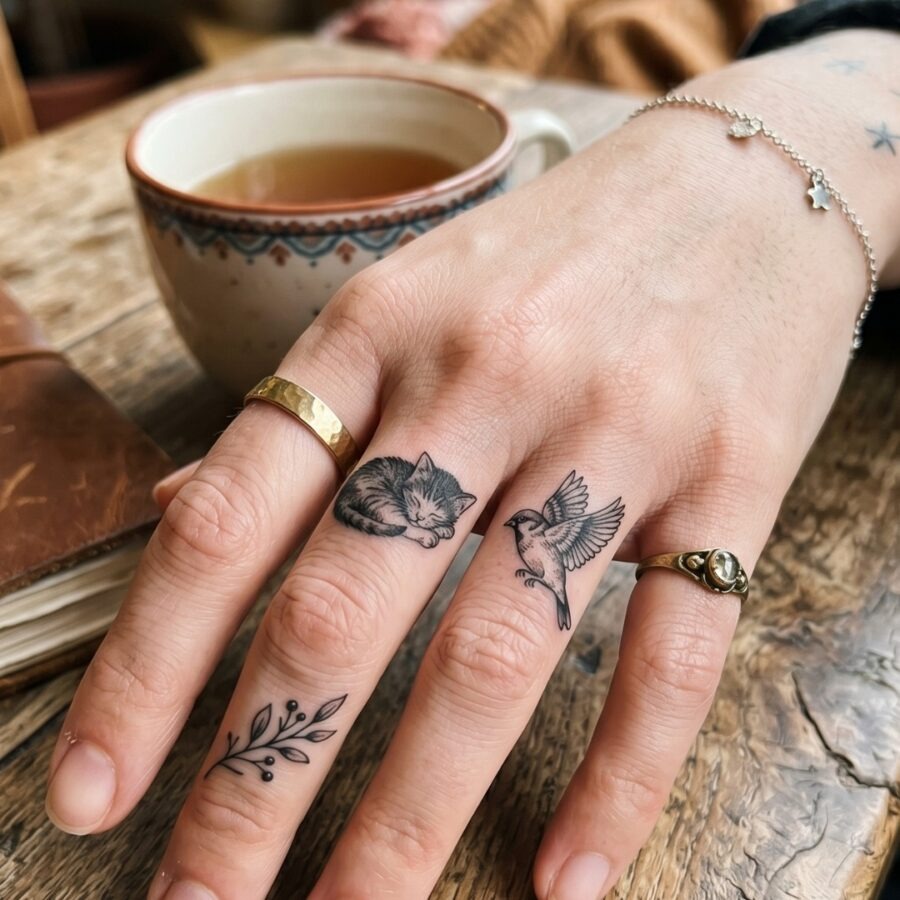Charming Dainty Tattoos on a Hand Tattoo Design