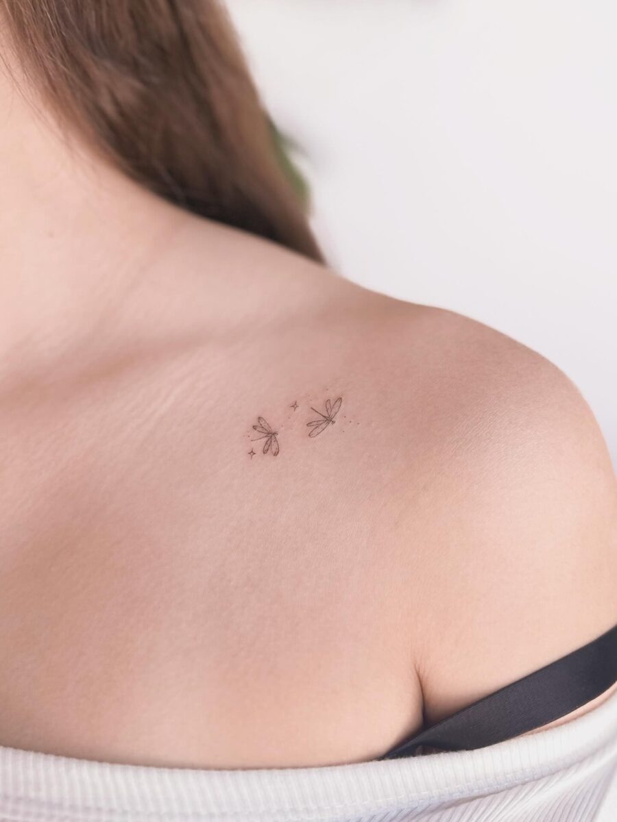 Delicate dragonfly tattoo on shoulder Tattoo Design