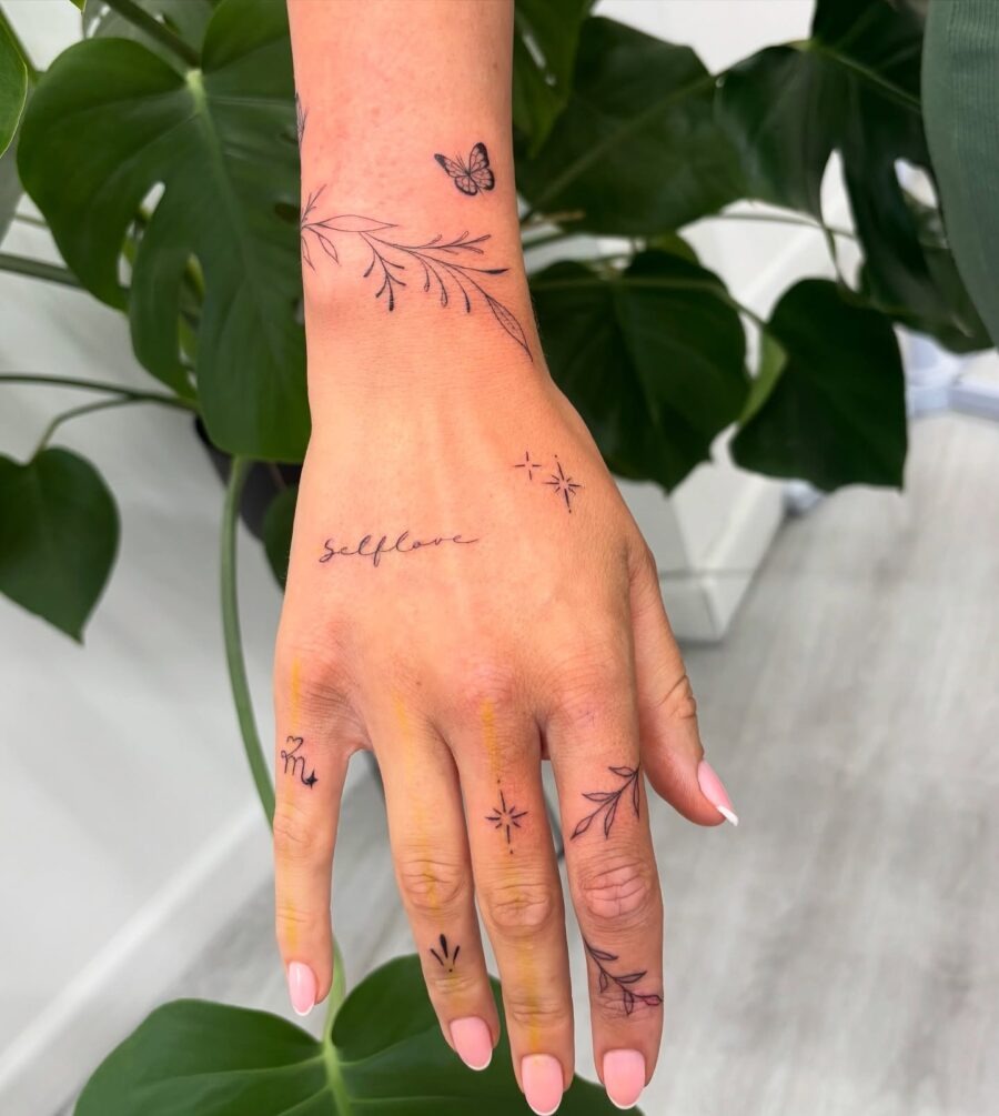 Elegant Dainty Tattoos Celebrating Self-Love Tattoo Design