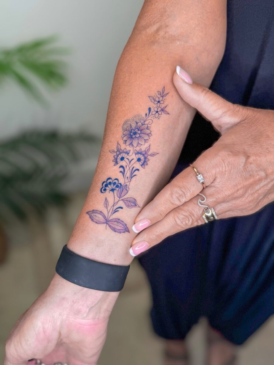 Elegant Floral Tattoo on Forearm Tattoo Design
