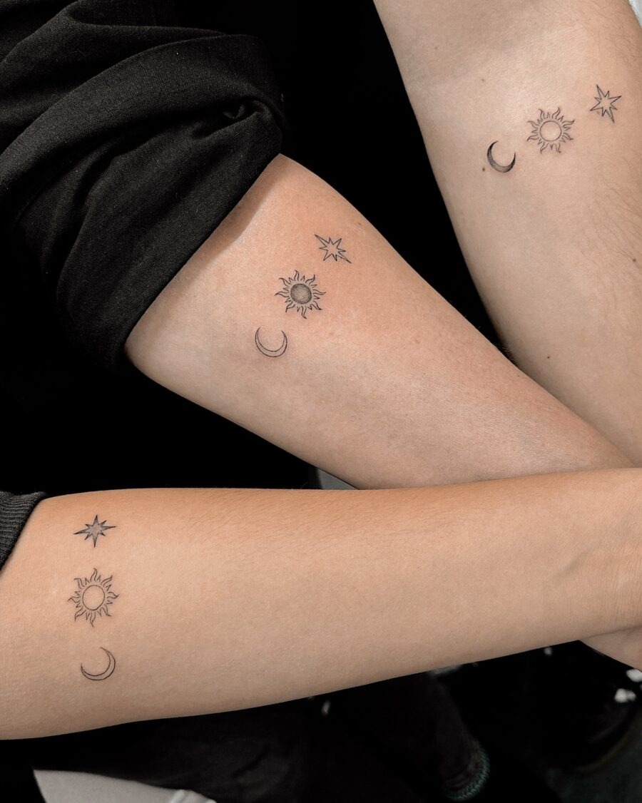 Radiant celestial symbols in minimalist tattoos Tattoo Design