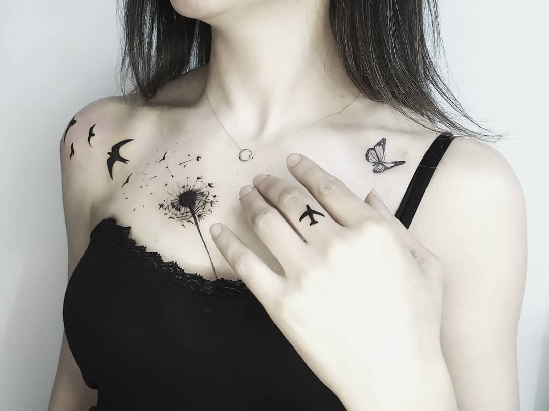 Delicate dandelion tattoo with nature motifs Tattoo Design