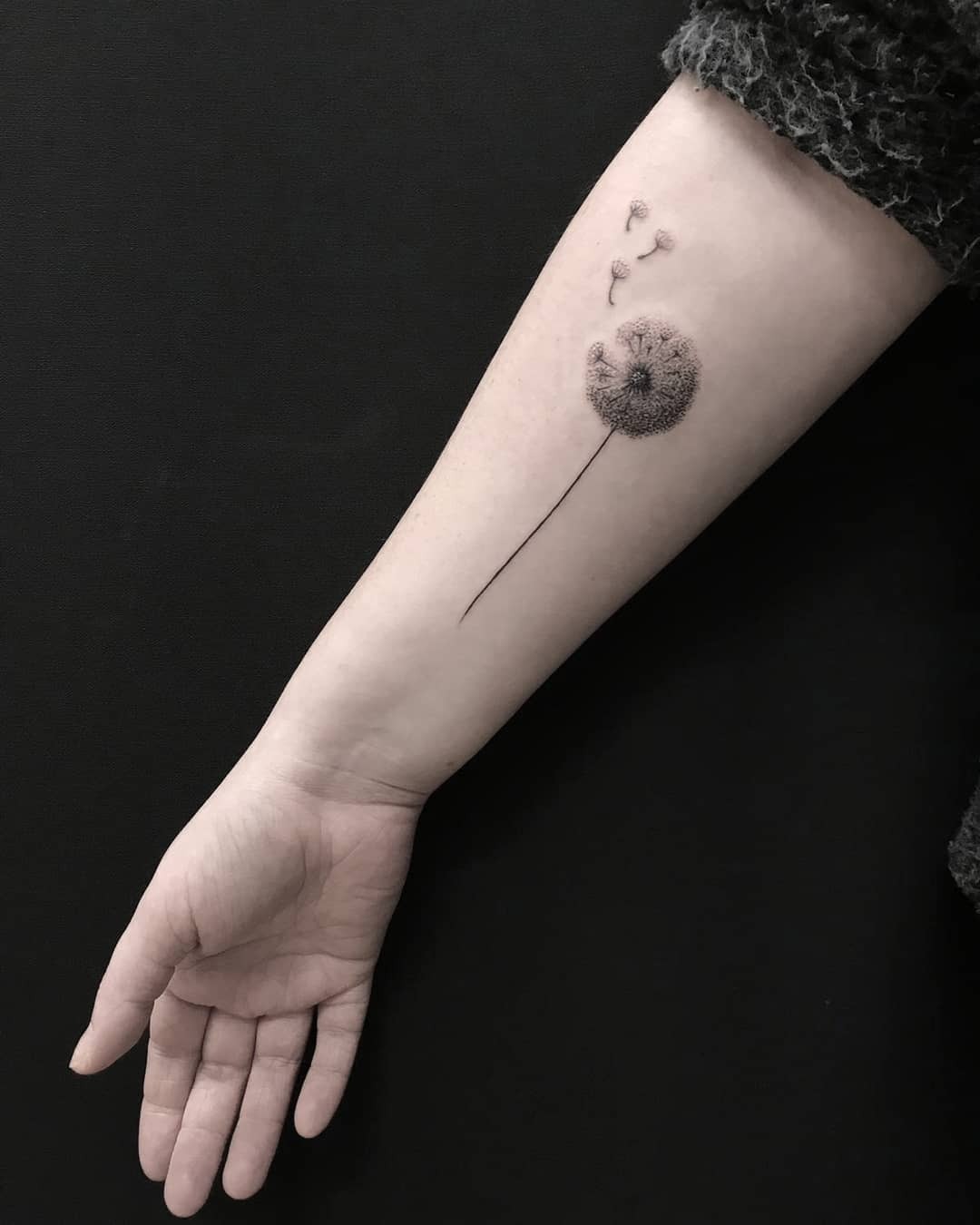 Elegant Dandelion Tattoo with Fluffy Seeds Tattoo Design