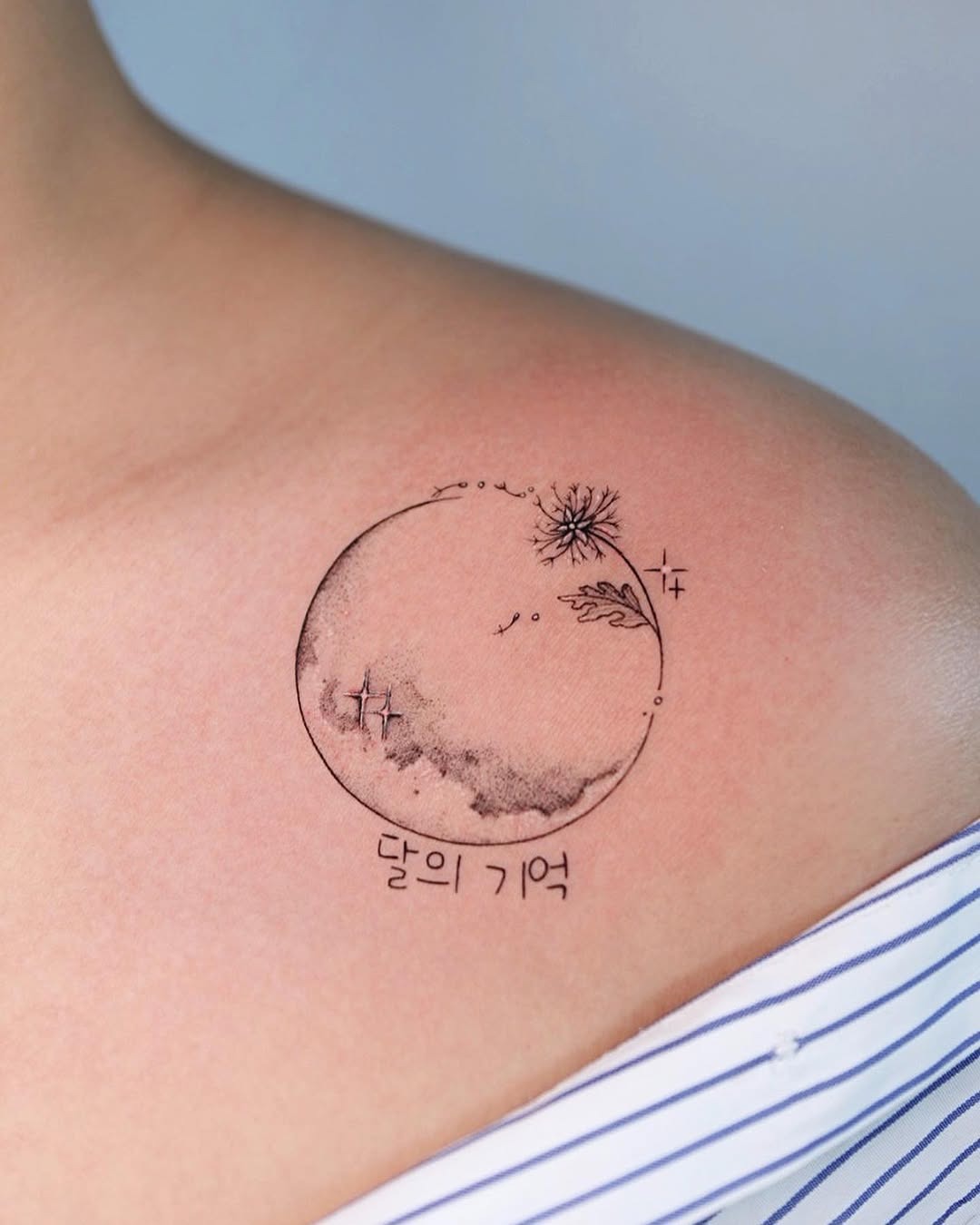Enchanting moon and dandelion tattoo design Tattoo Design