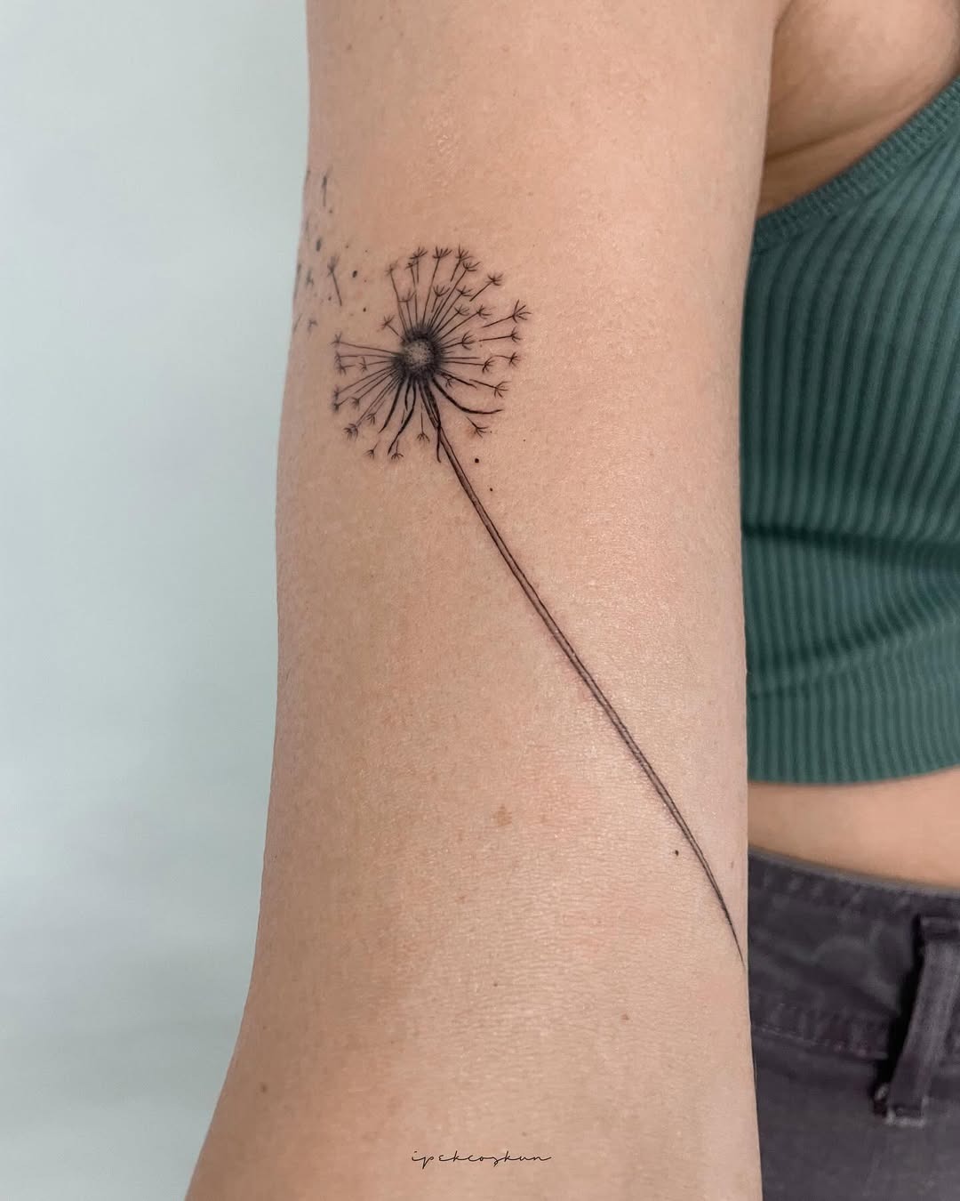 Minimalistic Dandelion Tattoo on Forearm Tattoo Design