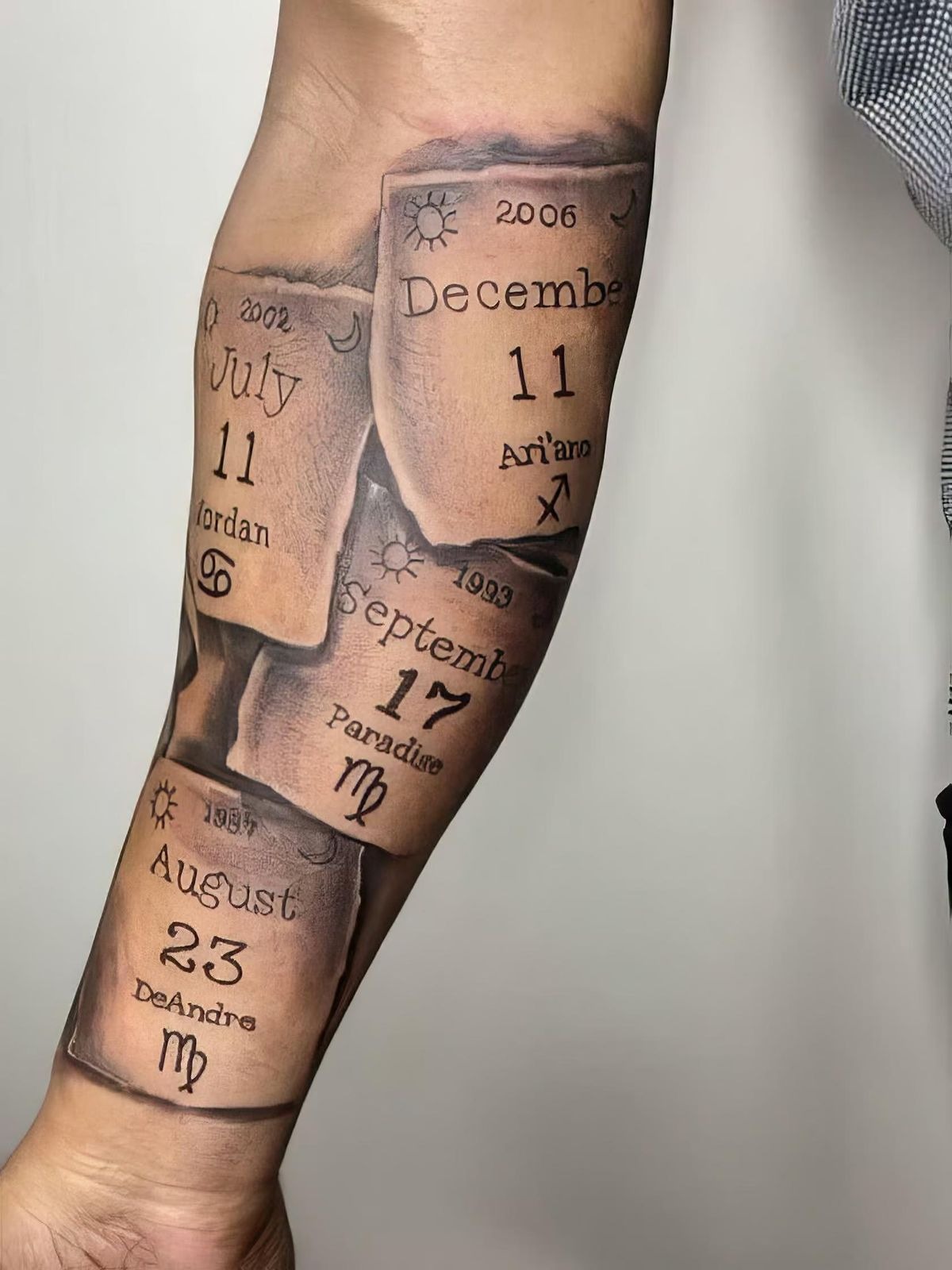 Family Calendar Sleeve Date Tattoo Tattoo Design