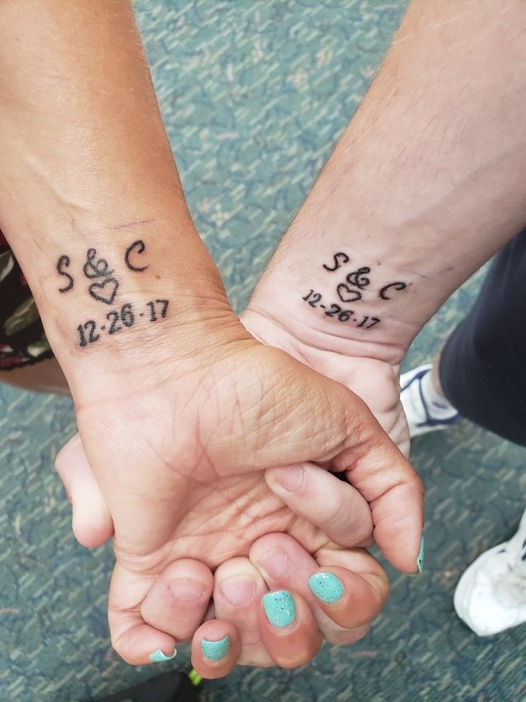 Matching Wrist Date Tattoos for Couples Tattoo Design