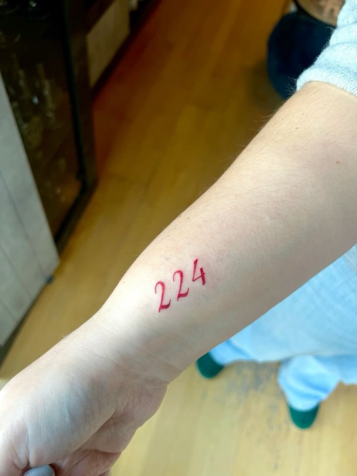 Red 224 Number Tattoo Tattoo Design