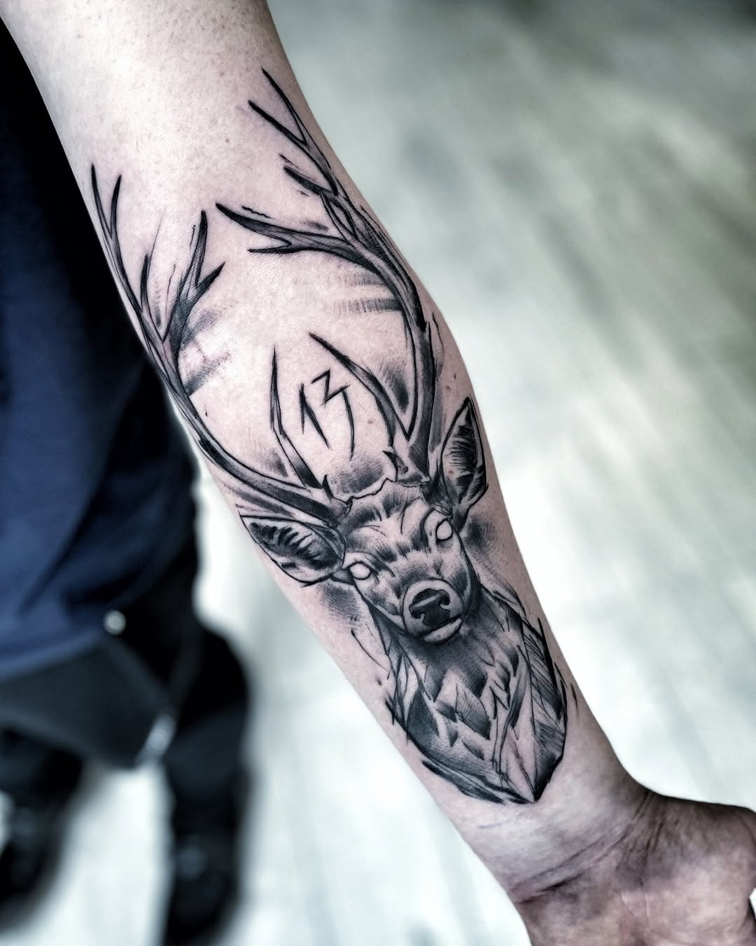 Detailed stag tattoo with majestic antlers Tattoo Design