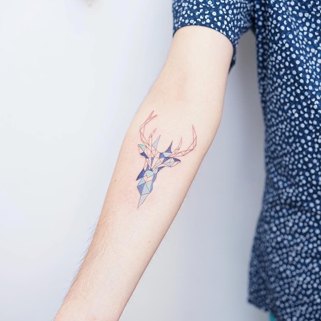 Geometric Deer Tattoo with a Modern Twist Tattoo Design