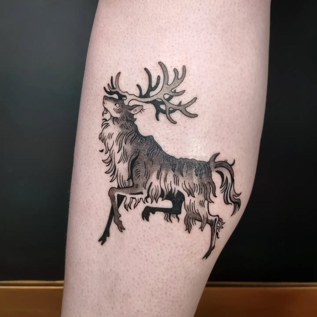 Majestic stag tattoo with intricate details Tattoo Design