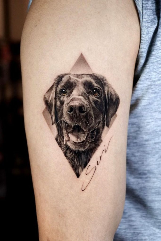 Geometric Labrador Portrait Memorial Tattoo Design