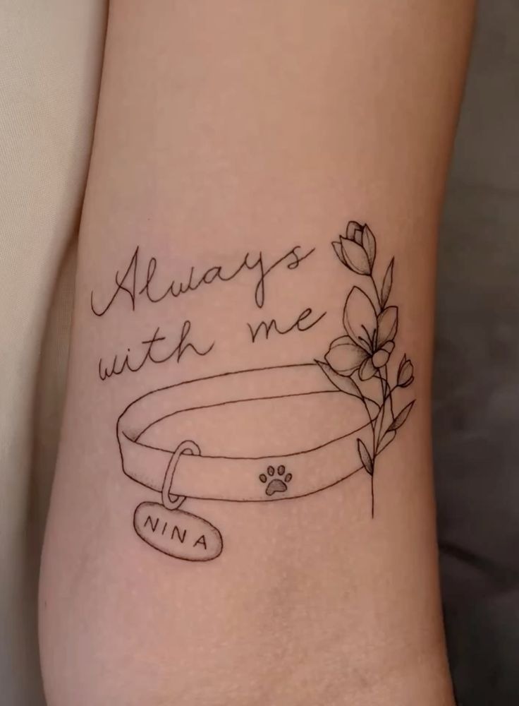 Minimalist Collar and Flower Line Tattoo Tattoo Design