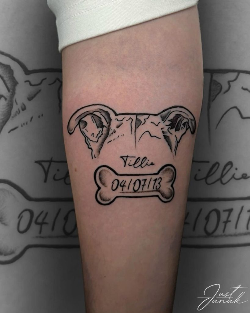Minimalist Ears and Bone Date Tattoo Tattoo Design
