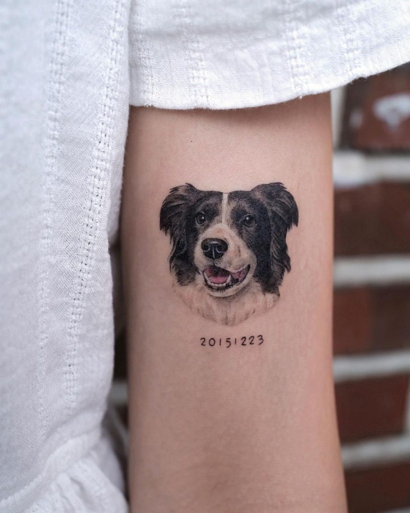 Single Portrait With Numeric Date Tattoo Design